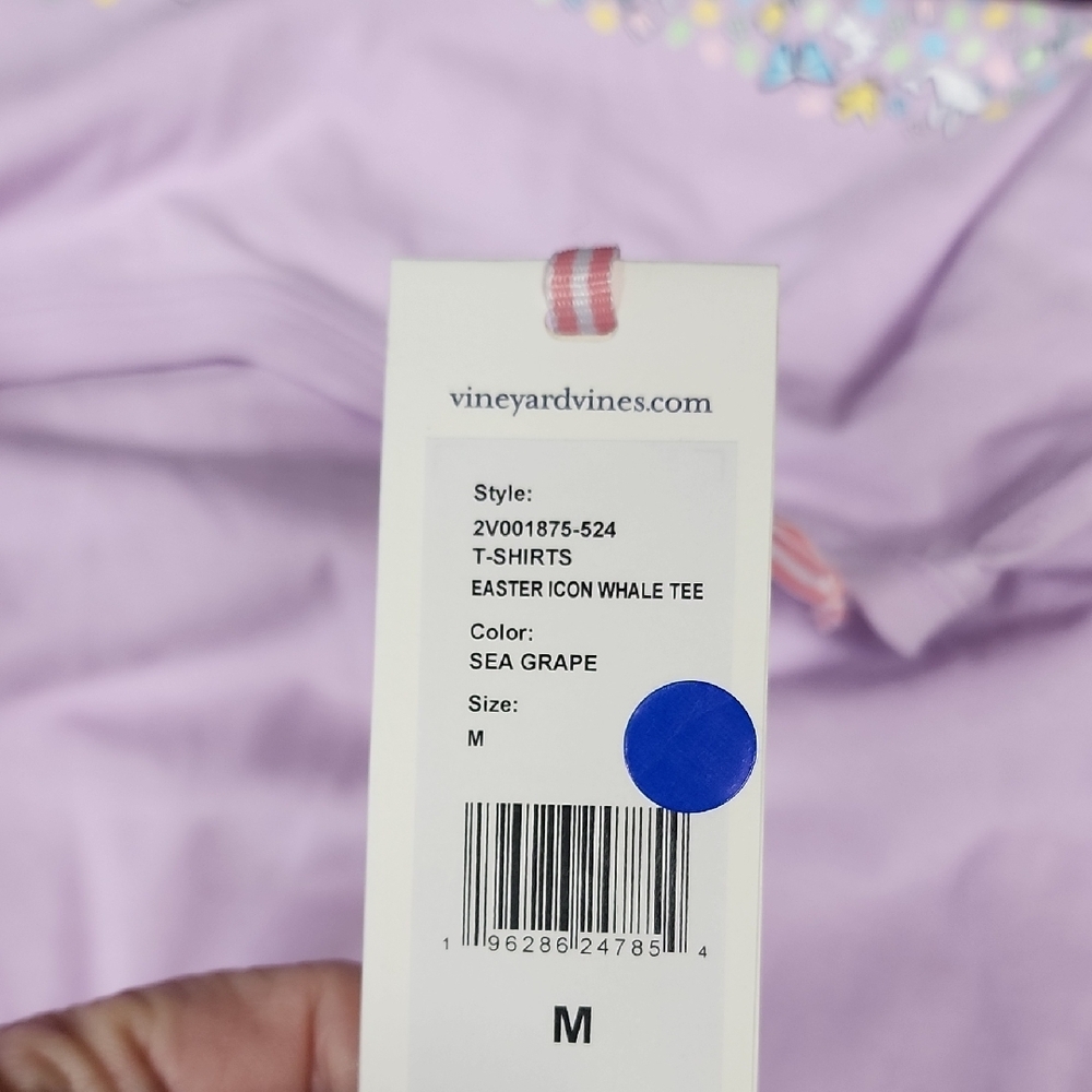 Vineyard Vines Lavender Long Sleeve purple Happy Easter Tee sz Medium - Picture 8 of 10